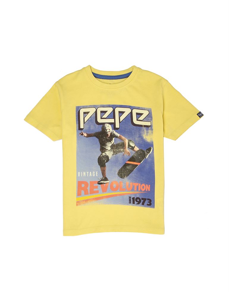 Pepe Jeans Boys Graphic Print Yellow T-Shirt